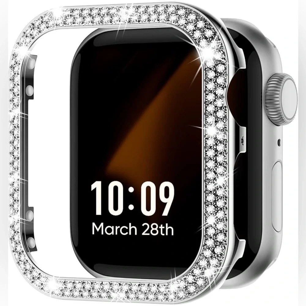 Silver Smartwatch Case with Crystal Accents
